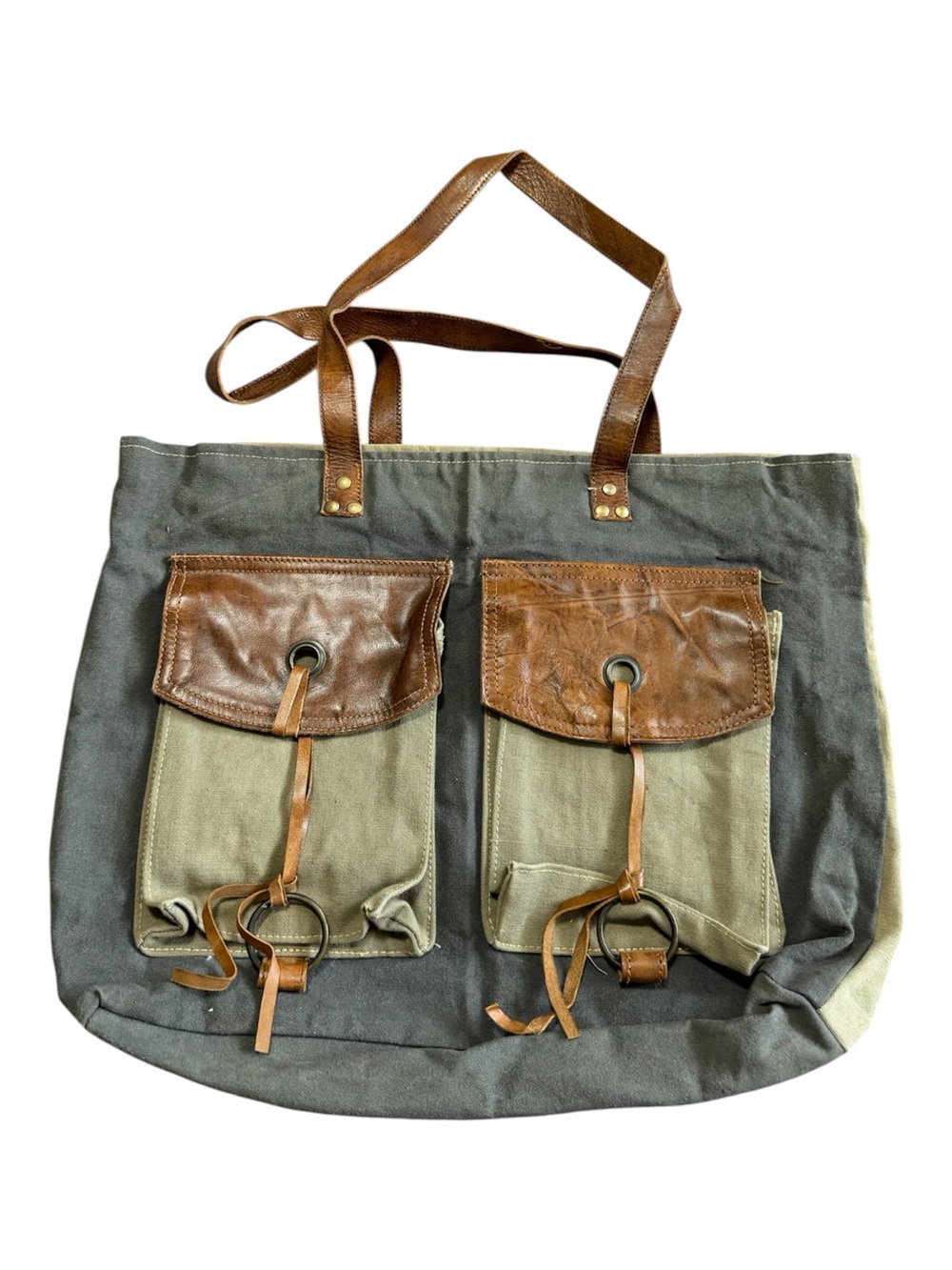 Mona B Dakota Up-Cycled Canvas Shoulder Bag Vintage Military Tarps Truck Covers